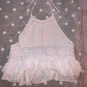 American eagle white boho halter top